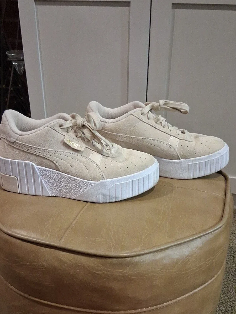 Puma Suede Platform Sneakers in Light Beige